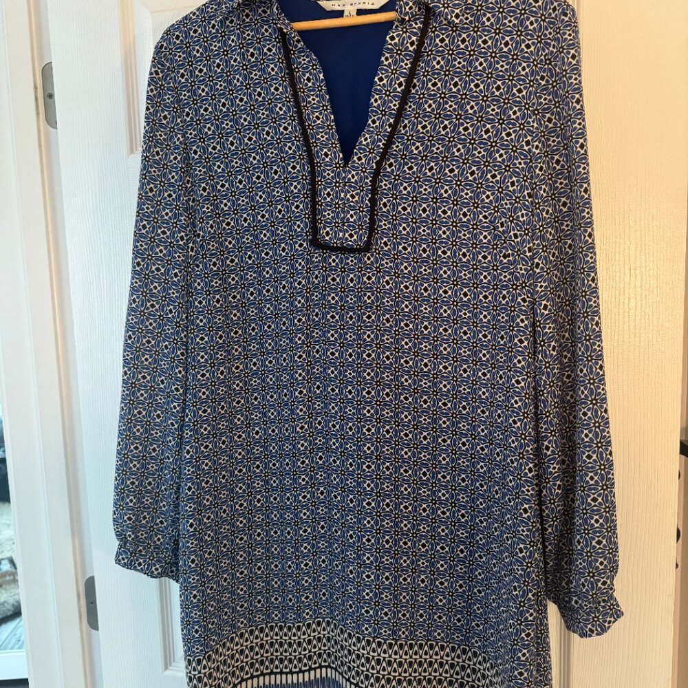 Max Studio Tunic Dress – Stylish Blue Print!